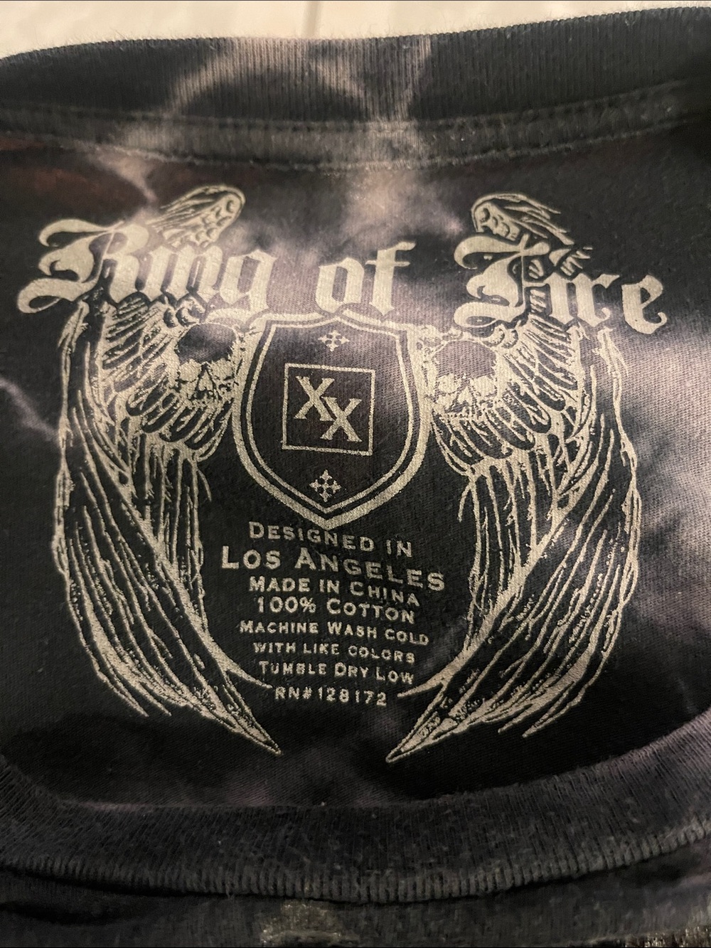 Ring of Fire Black and Gray Tie-Dye Graphic Tee - Picture 4 of 5